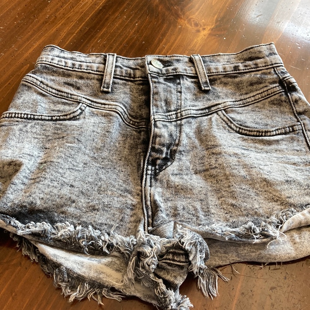 Black denim shorts